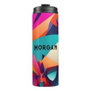 Colourful Geometric Design, Name or Monogram Thermal Tumbler
