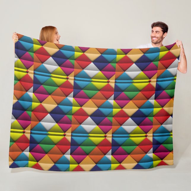 Colourful Geometric Diamond Mosaic Pattern Blanket (In Situ)