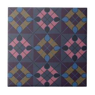 Colourful Geometric Diamond Pattern Ceramic Tile