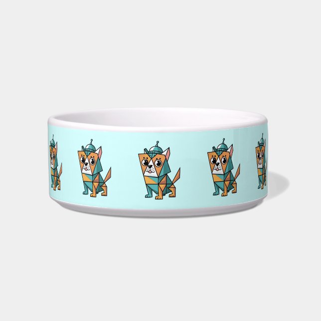 Colourful Geometric Dog Bowl (Front)