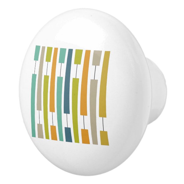 Colourful Geometric Exclamation Points Mid Century Ceramic Knob (Right)
