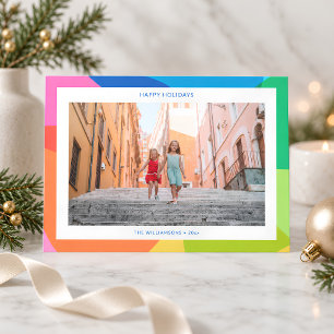 Colourful Geometric Family Photo Modern Christmas Holiday Card