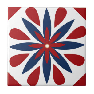 Colourful Geometric Floral Pattern Ceramic Tile