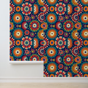 Colourful Geometric Floral Pattern Design Wallpaper