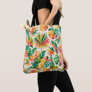 Colourful Geometric Floral Pattern Retro Modern Tote Bag