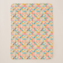 Colourful Geometric Floral Pattern Sherpa Blanket