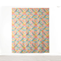 Colourful Geometric Floral Pattern Tapestry