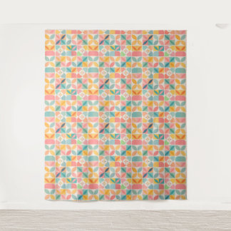 Colourful Geometric Floral Pattern Tapestry