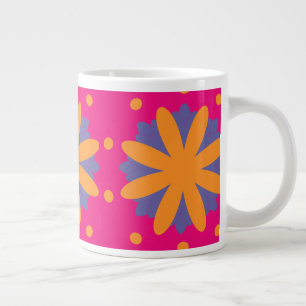 Colourful Geometric Flower Design Large Coffee Mug