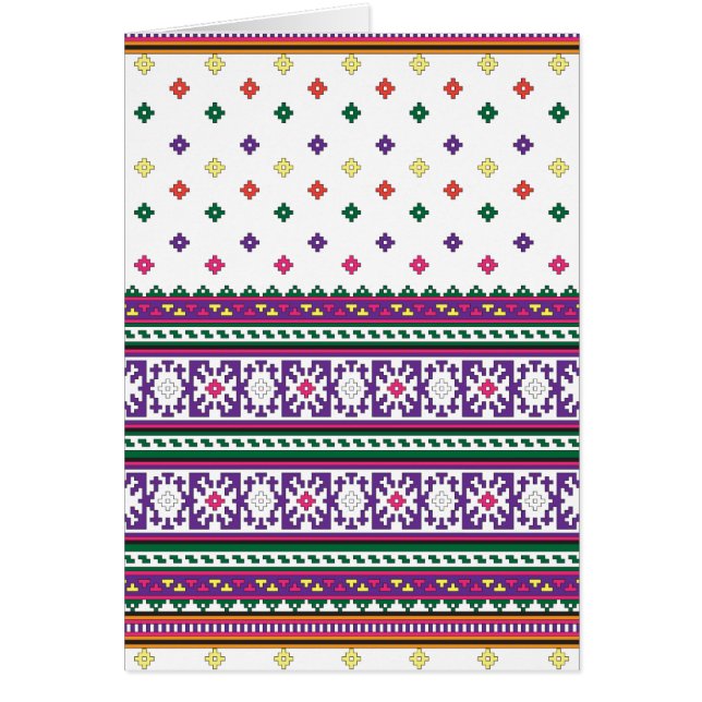 Colourful Geometric Folk Art design with flowers (Front)