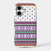Colourful Geometric Folk Art design with flowers