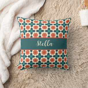 Colourful Geometric Folk Art Pattern Cushion
