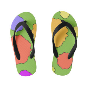 Colourful Geometric funky retro circles Kid's Thongs