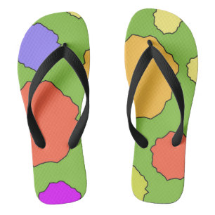 Colourful Geometric funky retro circles Thongs