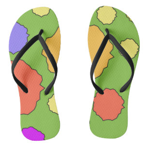 Colourful Geometric funky retro circles Thongs