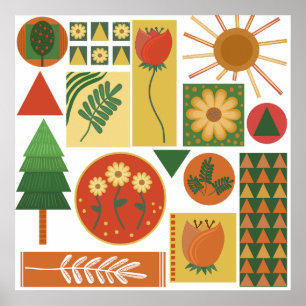 Colourful Geometric Garden Plant Lovers Poster