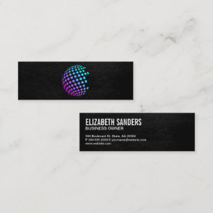 Colourful Geometric Globe   Black Leather Executiv Mini Business Card