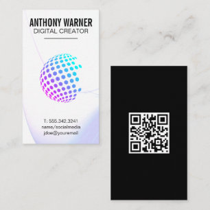 Colourful Geometric Globe   QR Code Business Card