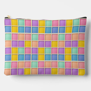 Colourful Geometric Grid Panel Accessory Pouch