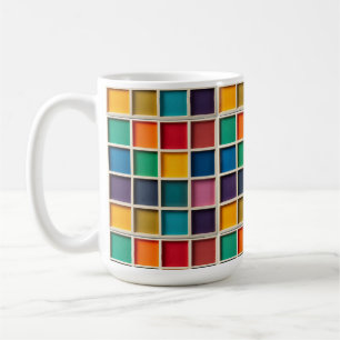 Colourful Geometric Grid Panel Coffee Mug