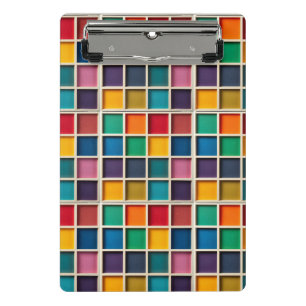 Colourful Geometric Grid Panel Mini Clipboard