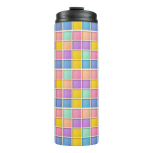 Colourful Geometric Grid Panel Thermal Tumbler