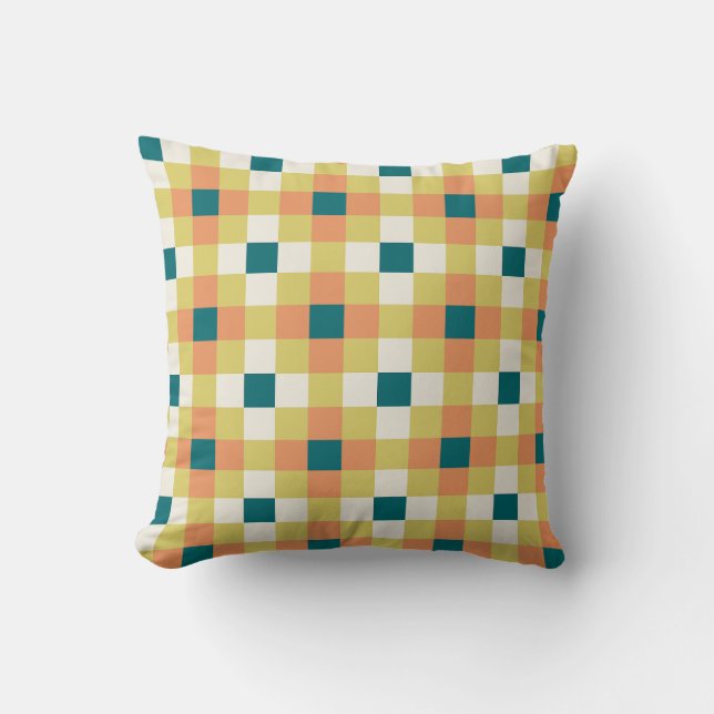 Colourful Geometric Grid Pattern with Retro Palett Cushion (Front)