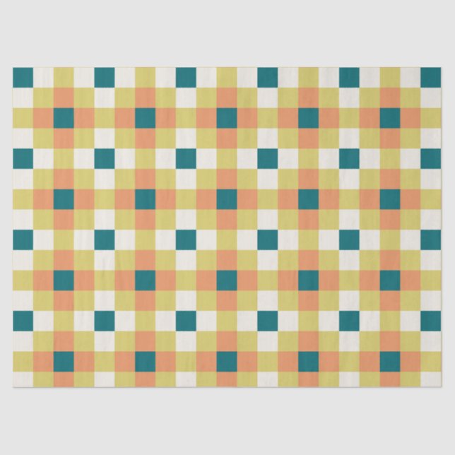 Colourful Geometric Grid Pattern with Retro Palett Tissue Paper (Front)