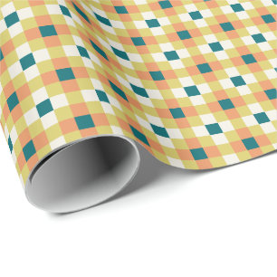 Colourful Geometric Grid Pattern with Retro Palett Wrapping Paper