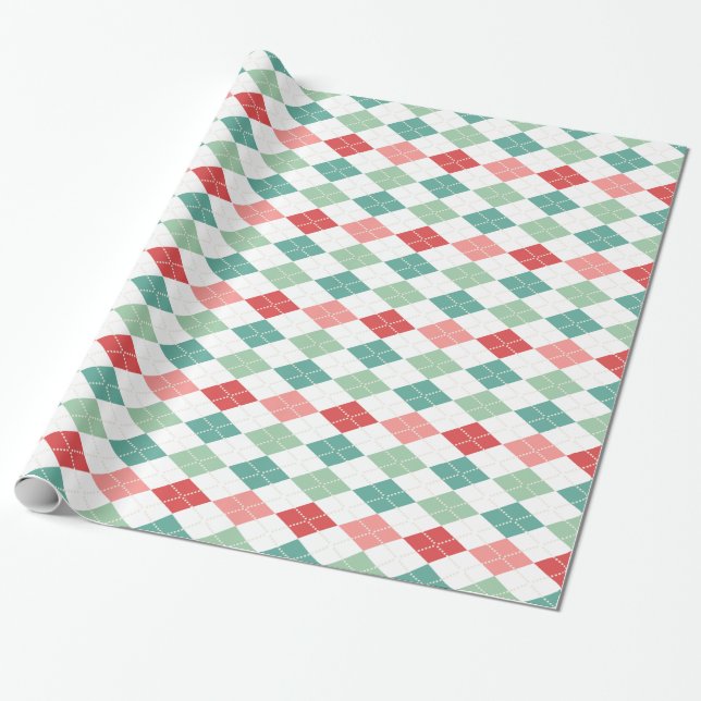 Colourful Geometric Harlequin Seamless Pattern Wrapping Paper (Unrolled)