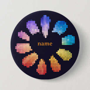 Colourful Geometric Heart Shaped Flower 7.5 Cm Round Badge
