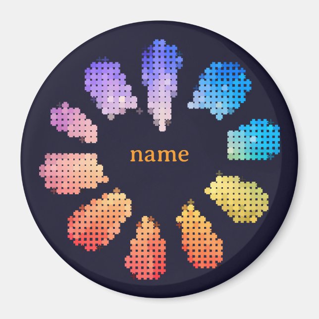 Colourful Geometric Heart Shaped Flower Magnet (Front)