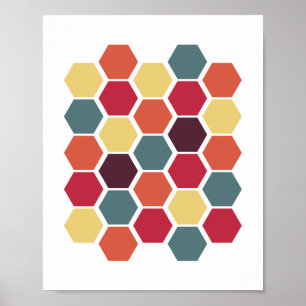 Colourful Geometric Hexagon Wall Art