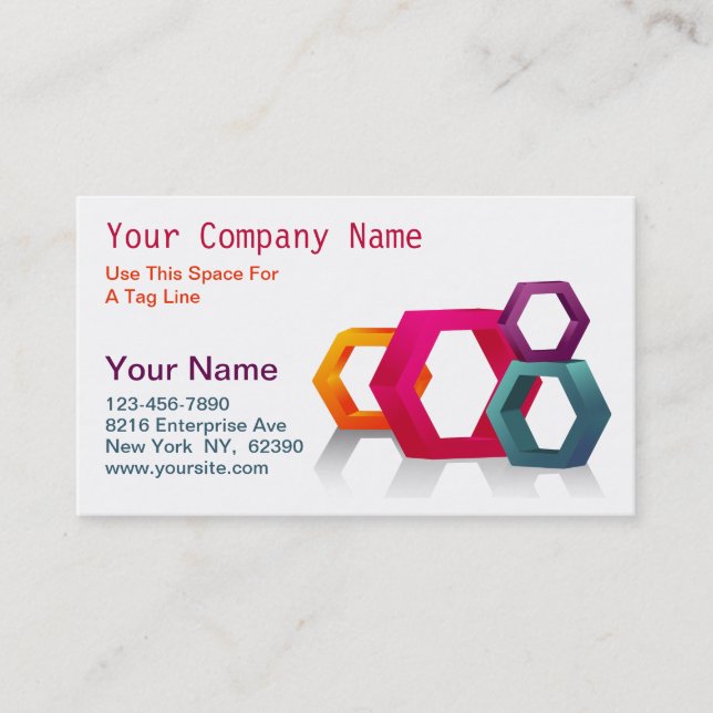 Colourful Geometric Hexagons Business Card (Front)