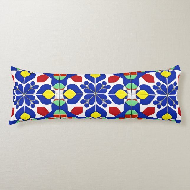 Colourful Geometric Inspired Floral Pattern Body Cushion (Front)
