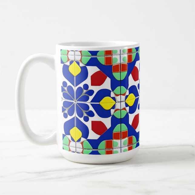 Colourful Geometric Inspired Floral Pattern Coffee Mug (Left)