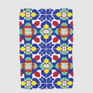 Colourful Geometric Inspired Floral Pattern Golf Towel
