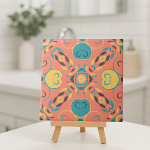 Colourful Geometric Kaleidoscopic Abstract Pattern Ceramic Tile