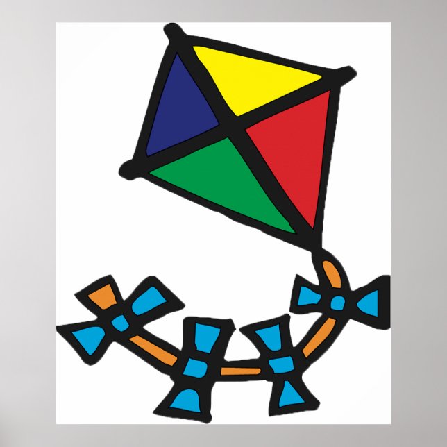 Colourful Geometric Kite with Bow Tail Poster (Front)