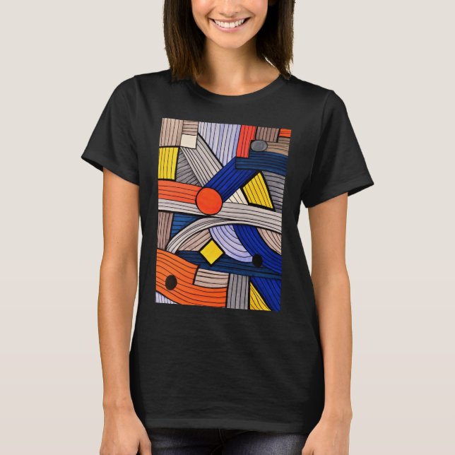 Colourful Geometric Lines Hand-Drawn T-Shirt (Front)