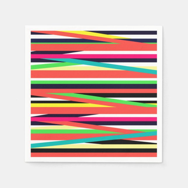 Colourful Geometric Lines Stripes Multi Napkin (Front)