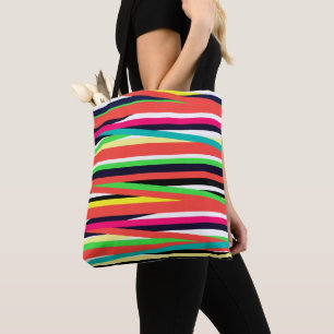 Colourful Geometric Lines Stripes Multi Tote Bag
