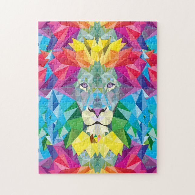 Colourful Geometric Lion Jigsaw Puzzle (Vertical)