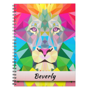 Colourful Geometric Lion PERSONALIZED Notebook