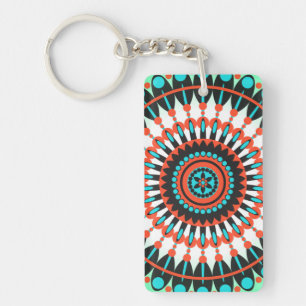 Colourful Geometric Mandala Art-46456 Key Ring