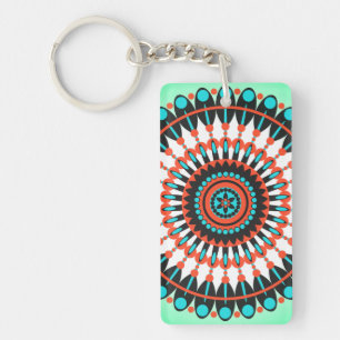 Colourful Geometric Mandala Art-46456 Key Ring