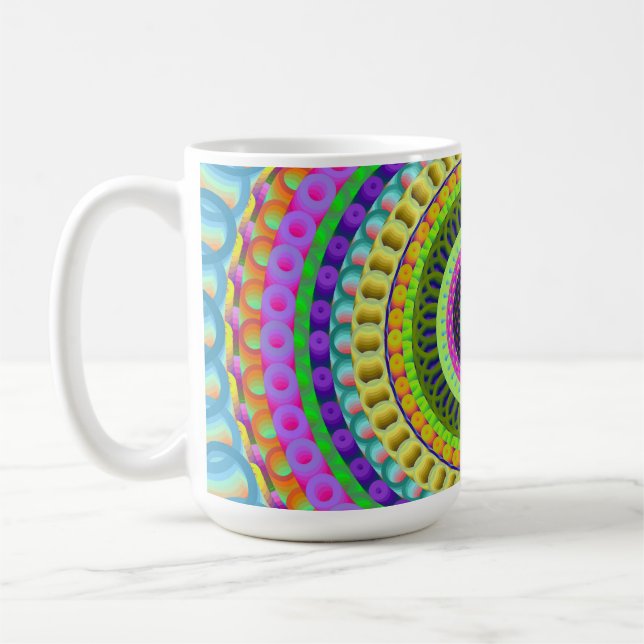 Colourful Geometric Mandala Circle Mug (Left)