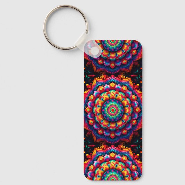 Colourful Geometric Mandala Pattern-342678 Key Ring (Front)