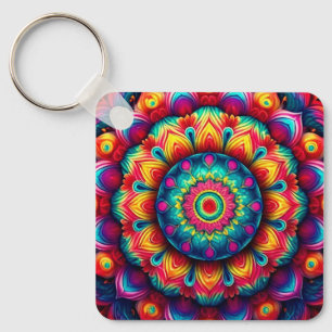 Colourful Geometric Mandala Pattern-342678 Key Ring