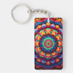 Colourful Geometric Mandala Pattern-342678 Key Ring